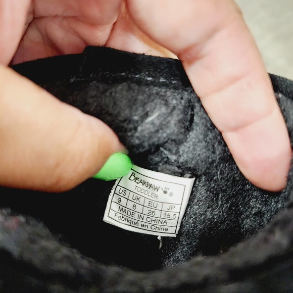 Bearpaw Val Toddler Black Cow Suede Boots Size 9 Winter Sherpa Shearling EUC - Picture 12 of 13